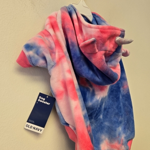 Old Navy Microfleece Critter Sweater Hoodie Tie Dye Unicorn - Picture 4 of 10